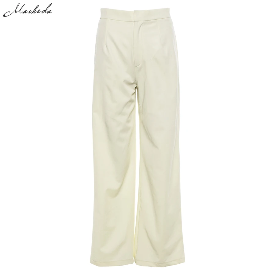 Macheda Summer Autumn Solid Elegant Women's Wide Leg Pants High Waist Fashion Ladies Casual Loose Long Trousers 2019 New Macheda Summer Autumn Solid Elegant Women's Wide Leg Pants High Waist Fashion Ladies Casual Loose Long Trousers 2019 New