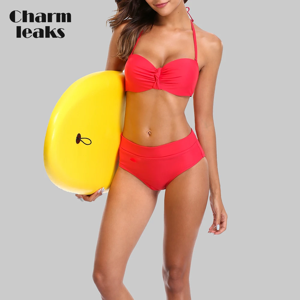 Charmleaks Women Bikini Set Low Waist Swimsuit Swimwear Bandage Bikini Sexy Push Up Vintage Bathing Suit Beachwear