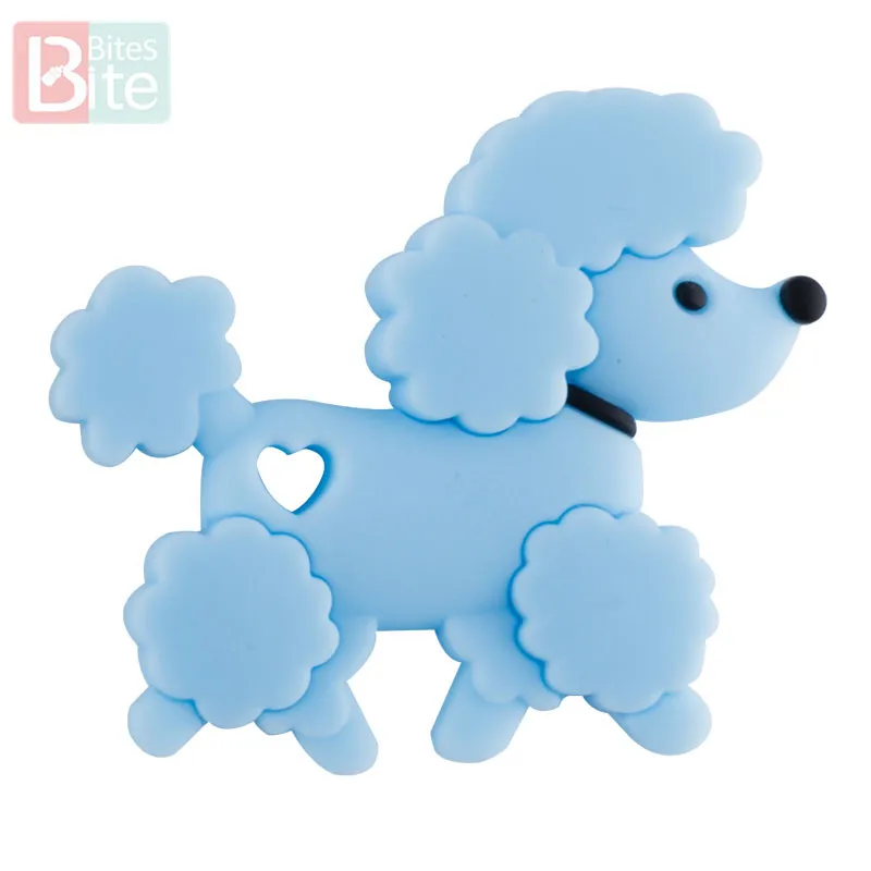 Dog Blue Укусы, 1 шт., Силиконовые Прорезыватели для зубов, детские товары с изображением животных, Пищевая силиконовая подвеска, детский прорезыватель, BPA - Цвет: Dog Blue