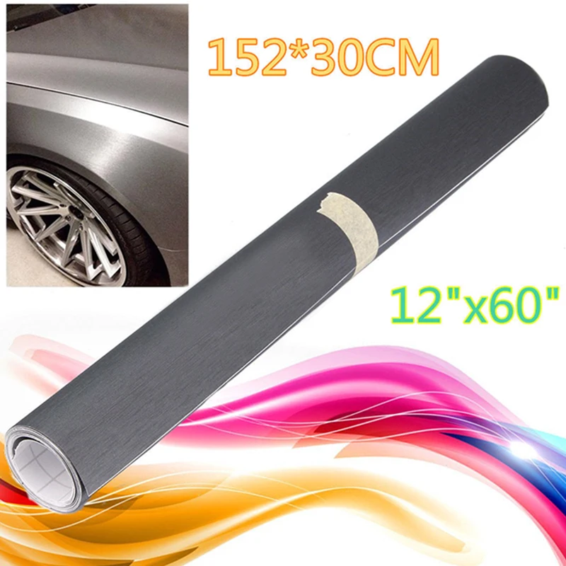 152*30cm Gray Brushed Aluminum Car Vinyl Wrap Film Sticker Decal Sheet