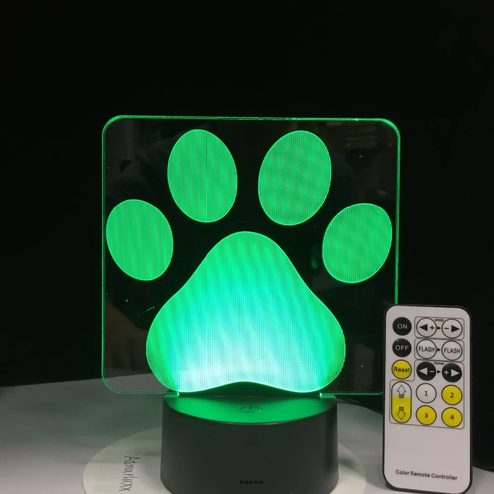 Puppy Lamp 3D Night Light Dog Paw Footprints Kids Toy LED Touch Table