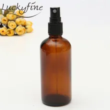 100 мл стеклянный Янтарный лосьон распылитель с насосом бутылка эфирное масло флакон для парфюмерной воды Черная крышка флаконы для распыления контейнер для женской косметики