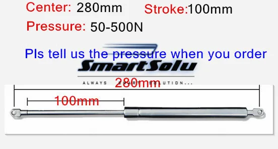 

Free shipping 2pcs/lot 50 to 500N force 280mm central distance,100mm stroke,Gas Spring, Lift Prop Gas Spring Damper