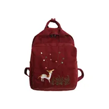 Милый нейлоновый рюкзак с вышивкой оленя в духе колледжа, простая художественная Студенческая сумка на плечо для старшеклассников, женские ручные дорожные сумки, рюкзаки