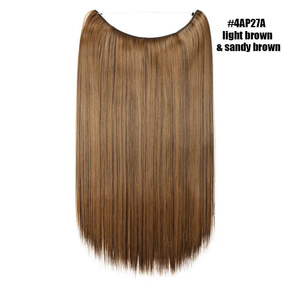 S-noilite прямые рыбий линии волосы для наращивания секретные невидимые Шиньоны Длинные Синтетические поддельные волосы без зажима в один кусок для женщин - Цвет: 4AP27A