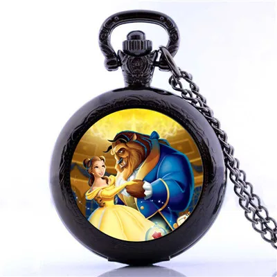 Косплей Фильм Красавица и Чудовище карманные часы ожерелье аналоговые ювелирные изделия цепь для мальчиков и девочек