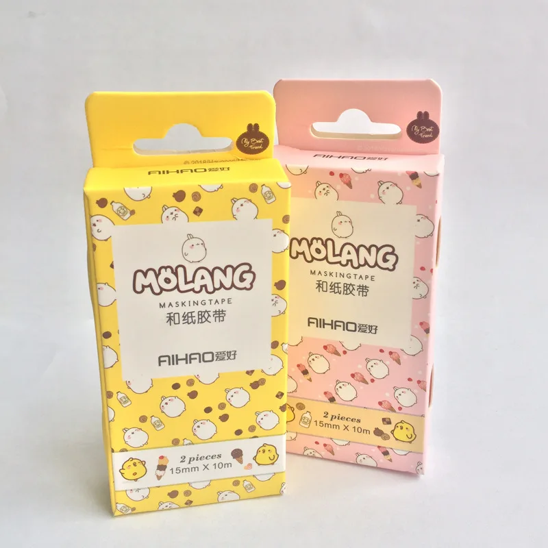 2 шт./упак. Kawaii Molang кролик декоративная клейкая лента Washi DIY Скрапбукинг Стикеры