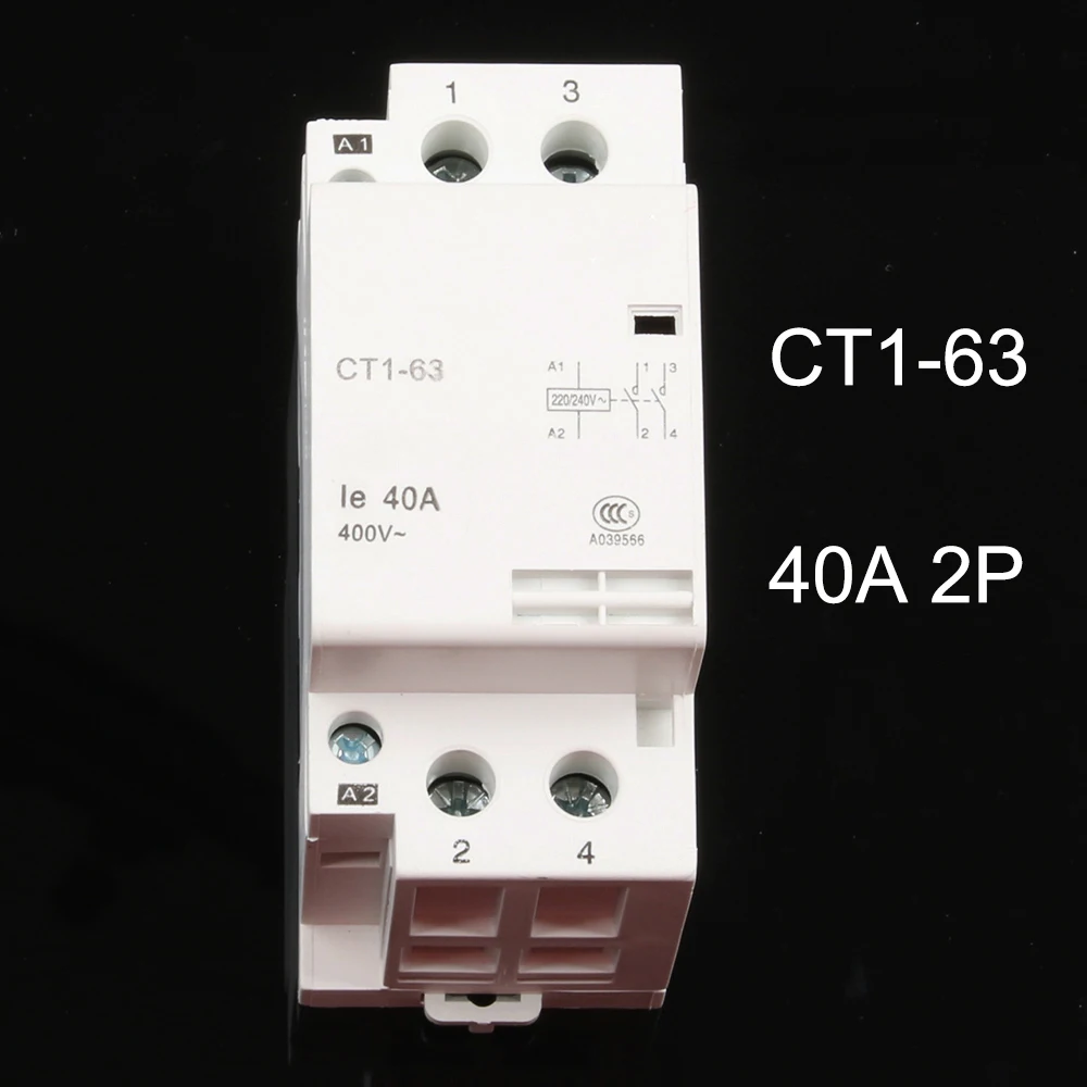 Auxiliar de partida 40A 32A CT1 CT1-63 63A Американская классификация проводов 2р 220V 230V 50or60HZ Din rail AC контактор для дома стартер