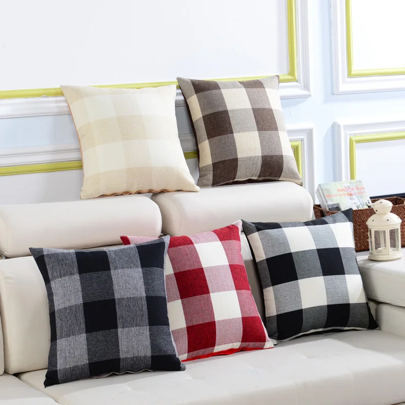 Home Textile Plaid Stripe Cushion Cover Geometric Nordic Black White