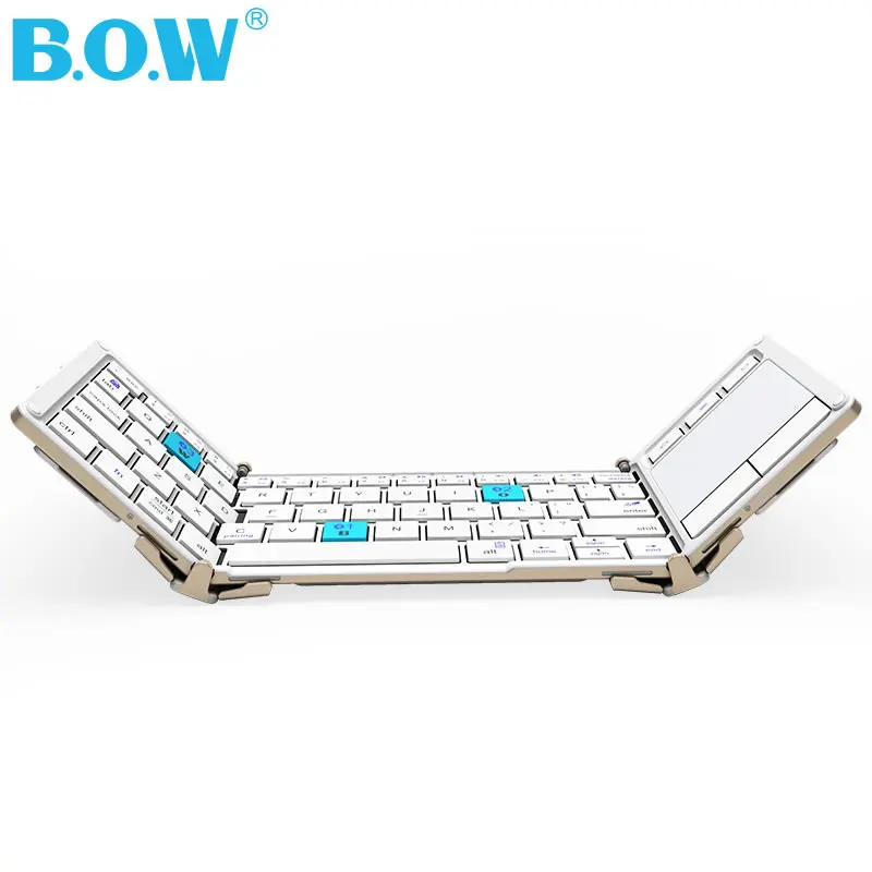 

B.O.W Aluminum Alloy Wireless Bluetooth Keyboard with Touchpad, for iPad, iPhone, and TV Box, Laptops and Smartphones