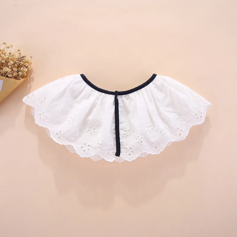 Cotton Lace Bib Fashion Wild New Baby Girls Solid Color Pink White Supplies Baby Products Cotton Bandana Saliva Towel (2)