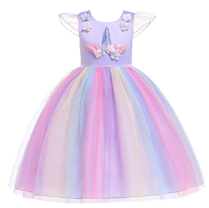 Платье для девочек платье для малышей с единорогом пасхальные платья Анны и Эльзы для девочек, платья принцессы для костюмированной вечеринки для детей 2, 3, 4, 5, 6, 7, 8, От 9 до 10 лет