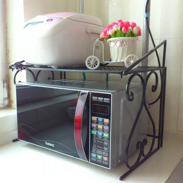 Besi Rak Dapur Microwave Oven Multifungsi Penyimpanan Besi Rak Dapur Microwave Oven Multifungsi Penyimpanan Kayu Shelves Pengiriman