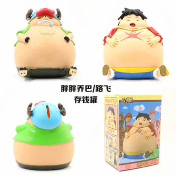 

New Comic Anime Eiichiro Oda One Piece The Straw Hat Pirates Luffy Tony Tony Chopper Fat Style Money Box Figure Figurine Toys