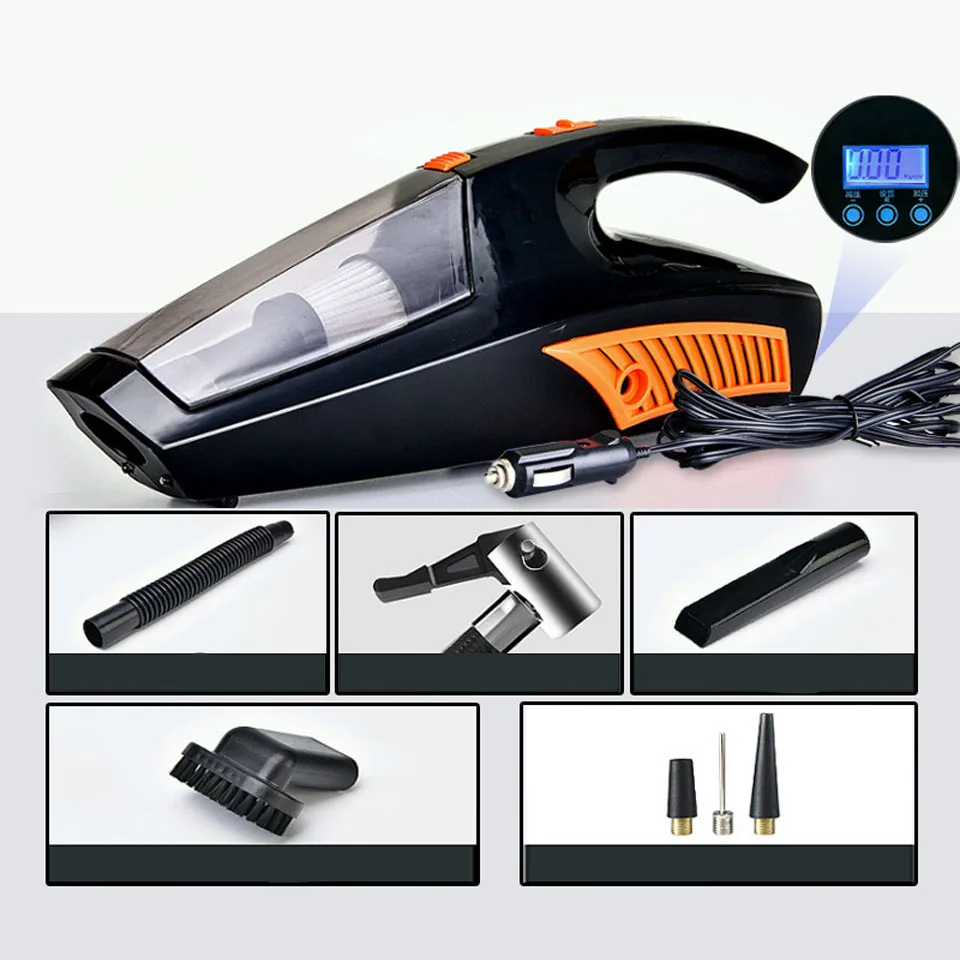 

Car Vacuum Cleaner 120W Cyclonic Wet Dry Portable Handheld Vacuums Cleaner Multifunction with Tire Pressure Detection Air Pump