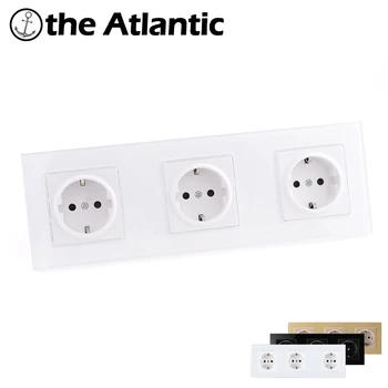 

Atlantic EU/DE/RU Socket Crystal Glass Switch Wall Plug Socket Tempered Crystal Glass Panel 110-250V 50/60Hz Wall Power Socket