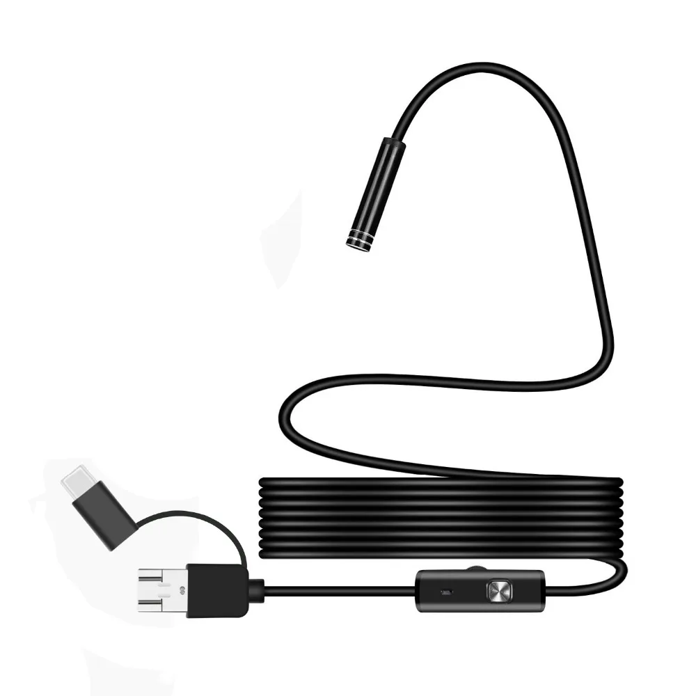 Мини объектив 5 5/7 мм 3 в 1 эндоскоп Android 480P Бороскоп камера 1/2/3 5/5/10 м USB Type C для