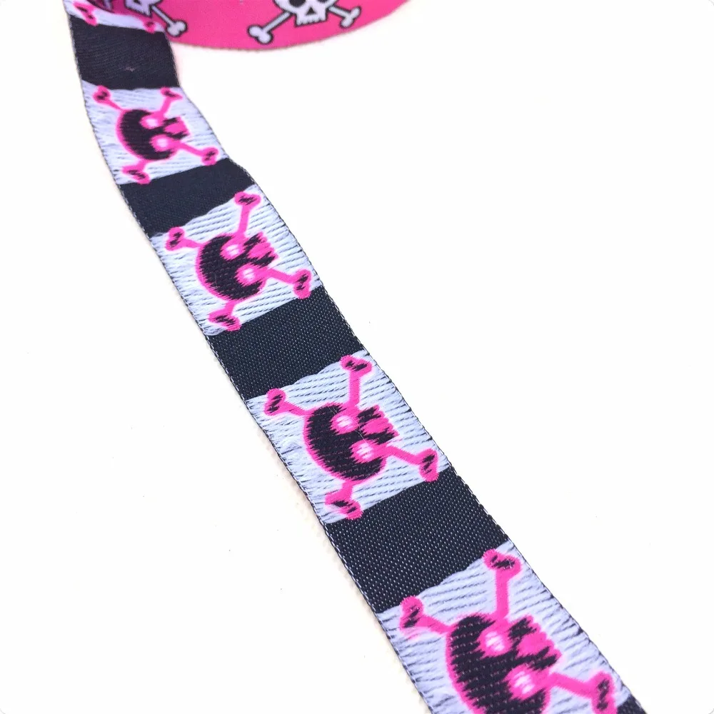 10yards/lot 7/8''22mm 5/8"16mm 3/8"10mm Cartoon Cute skulls Polyester Woven Jacquard Ribbon Dog cat pet creative accessorie