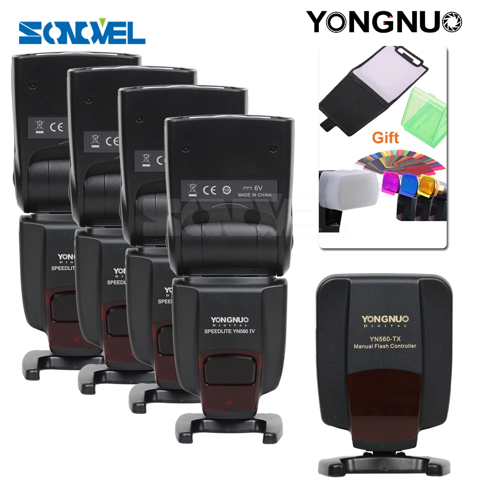 

YONGNUO 4X YN560IV YN560-IV YN-560IV+Wireless Speedlite Flash Speedlite Controller YN560TX YN-560TX For Canon Nikon DSLR Camera