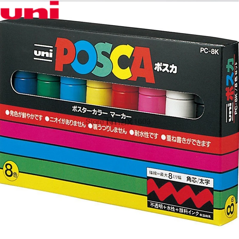 

Uni mitsubishi Posca PC-8K Paint Marker Writing Pen Extra-Fine Tip 8mm 8/15 Colors 1 Piece