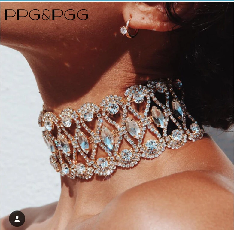 

PPG&PGG 2017 Luxury Beads Collar Chokers Geometry Rows Wedding Sexy Maxi Necklace Statement Chokers Women
