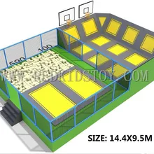 Экспортируется в Чили CE сертифицированный большой крытый батут с пеной Яма и баскетбольные игры HZ-045