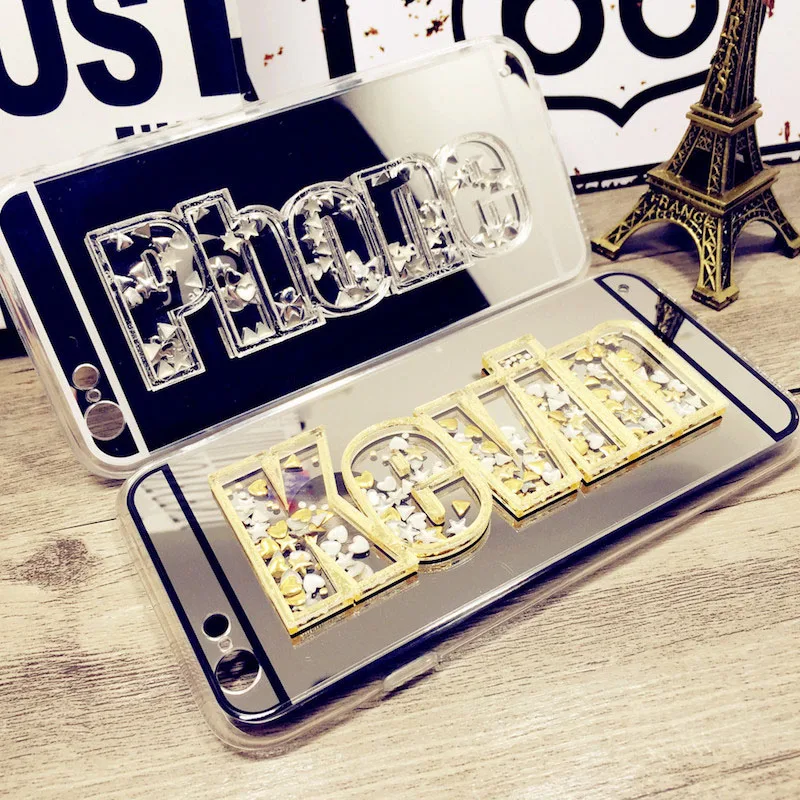 Пользовательское имя 3D Bling зеркальный чехол для телефона iPhone 11 Pro Max XR 6s 7 8 Plus X Samsung