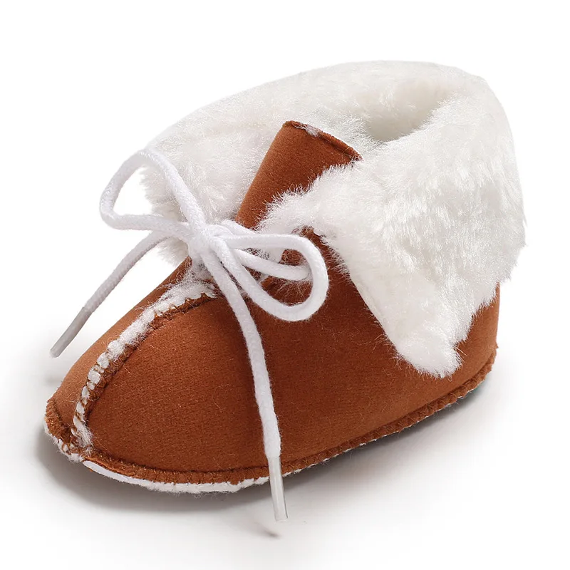 Обувь для новорожденных в, модные зимние ботинки на платформе, со шнуровкой, зимние сапоги для детей Детская кроватка Bebe для мальчиков и девочек, супер Утепленная одежда для детей ясельного возраста, на возраст от 0 до 18 месяцев - Цвет: Brown