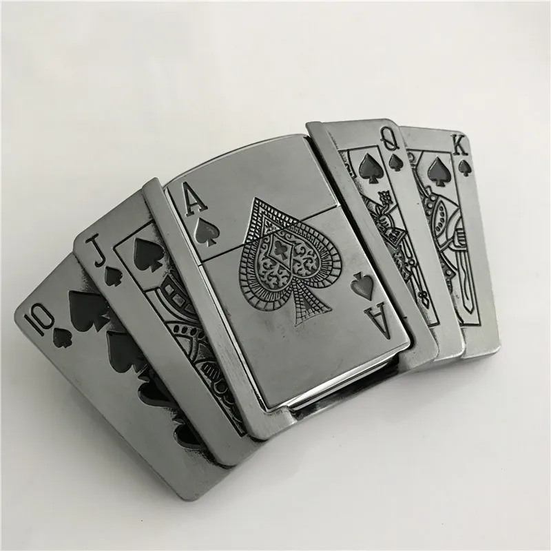 Розничная, новинка, Spades 10 JQKA, игральные карты, керосин, зажигалка, ковбойский ремень с металлической пряжкой, мужской ремень, аксессуары, подходит для 4 см, широкий ремень