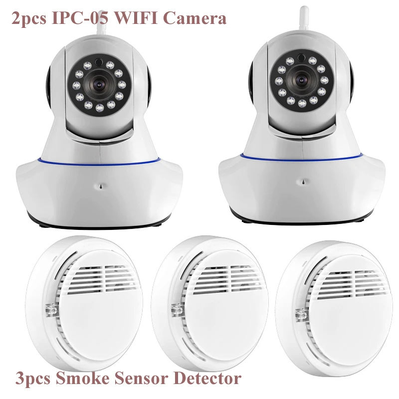 Wifi and GSM SMS Alarm System Wireless WiFi IR Cut IP Camera HD 1MP CMOS Security CCTV IP Camera Alarm with Smoke Detector Wifi and GSM SMS Alarm System Wireless WiFi IR Cut IP Camera HD 1MP CMOS Security CCTV IP Camera Alarm with Smoke Detector