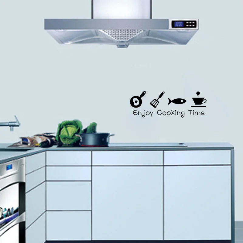 Cartoon enjoy cooking time kitchen Wall Sticker PVC Living room Kitchen Background home decoration Mural Art Decals stickers