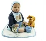 Cosplay Dog Reborn Baby 55 см мягкий силиконовый реалистичный 22 ''Reborn Baby Одежда для кукол синяя одежда настоящая жизнь ids рождественские подарки - Цвет: As picture