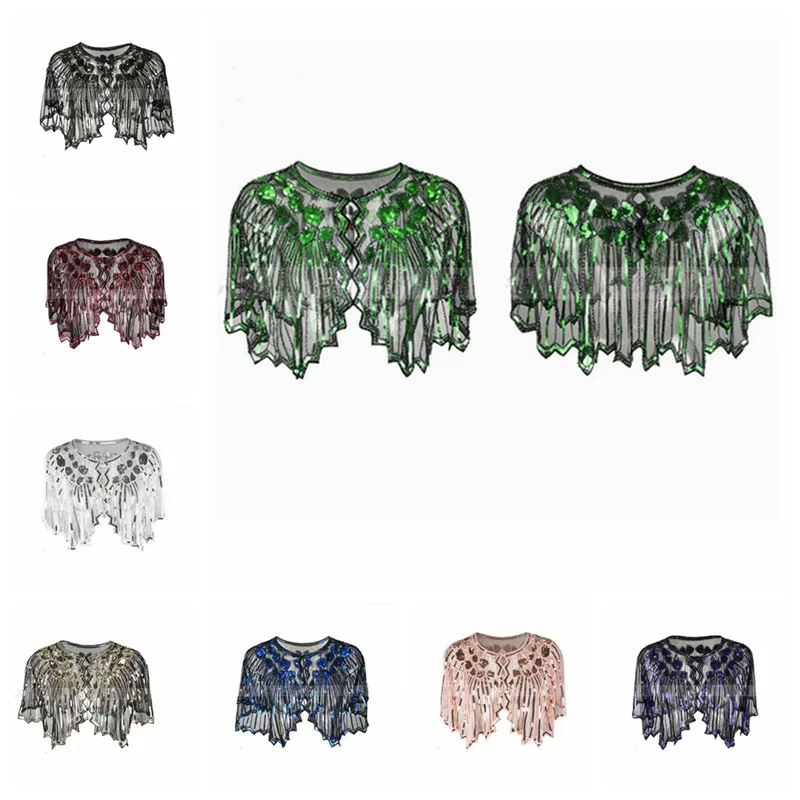 

1pcs Women Lady Vintage Dinner Shawl Beaded Wraps Sequined Decorative Evening Dress Shawl YYY9976