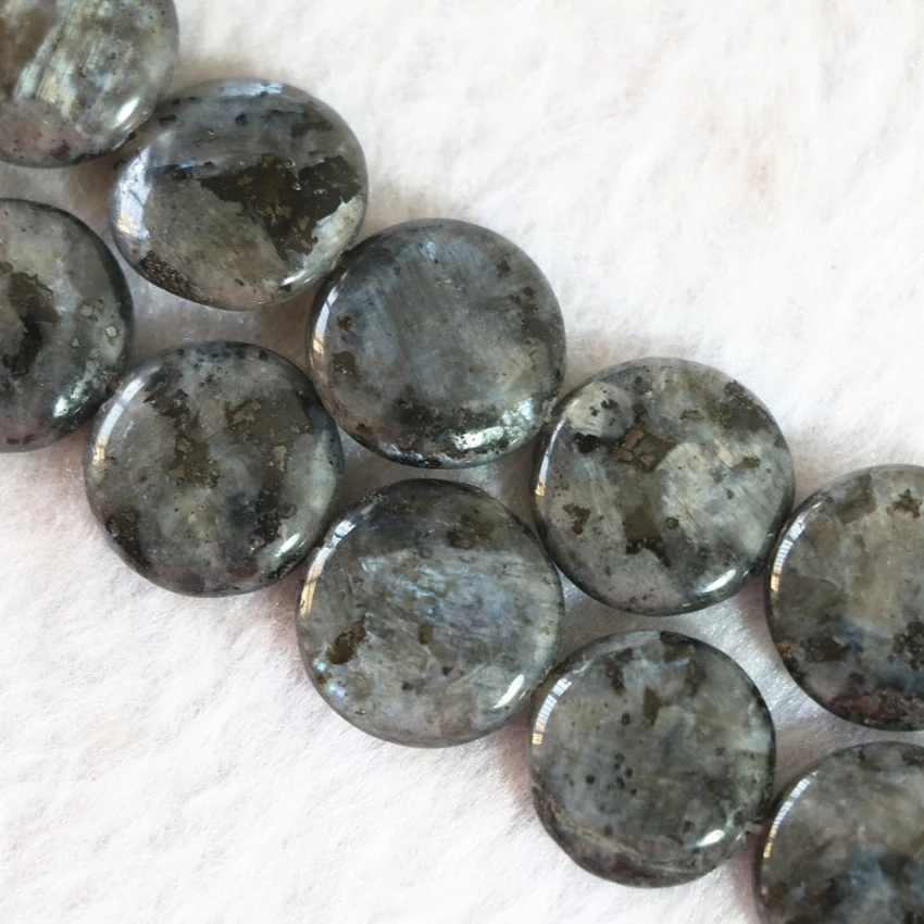 

Fashion Natural Labradorite Stone 16mm Coin Round Cake Wholesale Price Loose Beads Charms Diy Jewelry Findings 15inch B773