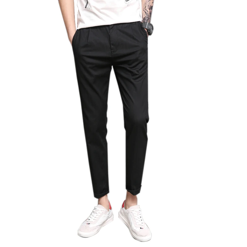 Men's Straight Slim Long Pants Spring Summer Thin Cotton Large Size ...