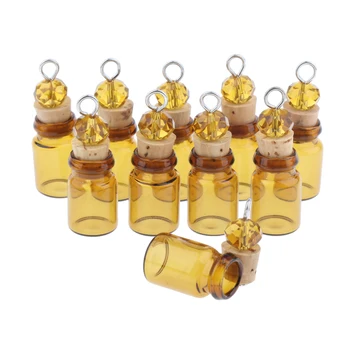 

10Pcs 0.5ml Mini Glass Jars Bottles with Crystal Stopper for Perfume Aromatherapy Pendant Essential Oil Vials
