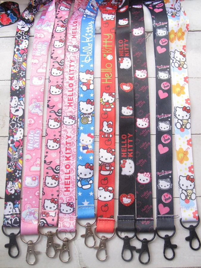 10 pcs hello kitty Neck Strap Lanyard Mobile Phone Key Chain ID Badge Key Chains G21in Key