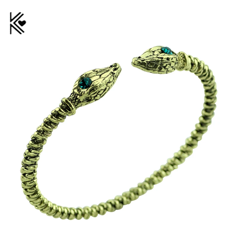 Top Quality Vintage Viking Snake Head Bangle&Bracelets Jewelry Men and