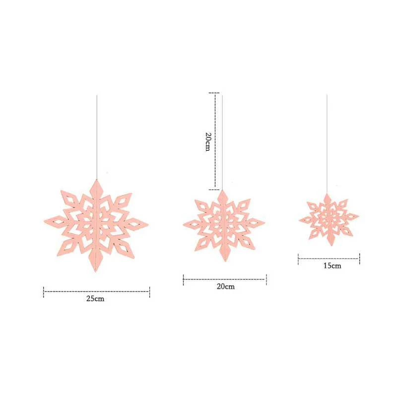 6 шт. 3D Полые Снежинки Висячие украшения вечерние светодиодное Рождественское украшение магазин Свадебная Рождественская елка украшения - Цвет: Pink
