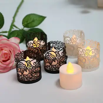 

12 Hollow Lampshade Set For Candle Light Laser Cut Hollowed-out Decorative Wraps Lamp Covers Flameless Tea Light LED