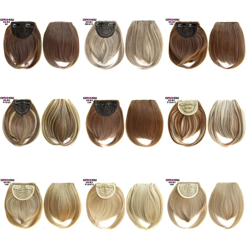 Синтетические волосы на заколках, жаростойкие, аккуратные, спереди, с бахромой, для наращивания волос, 30 г, доступно 35 цветов, 1 шт