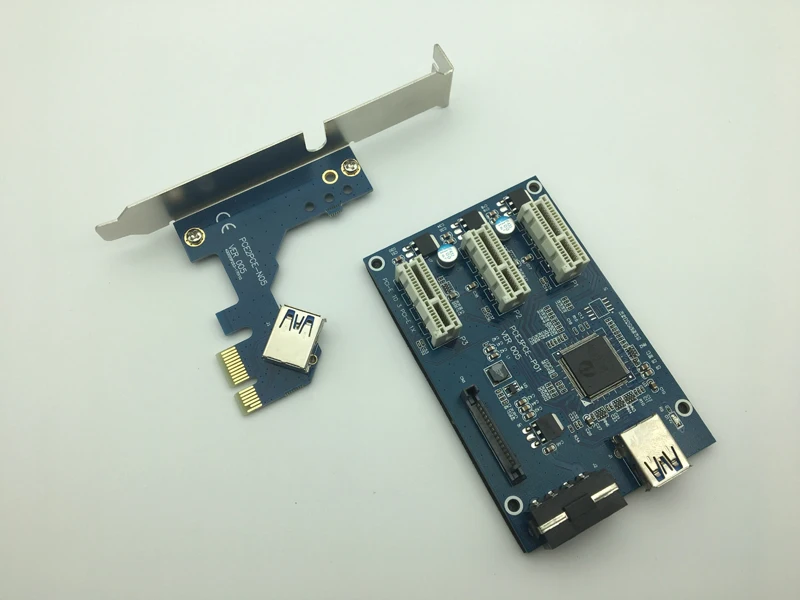 PCI Express 1х в 1 х 3 слота Riser карта расширительный адаптер конвертер PCI-e порт мультипликатор+ кабель USB 3,0