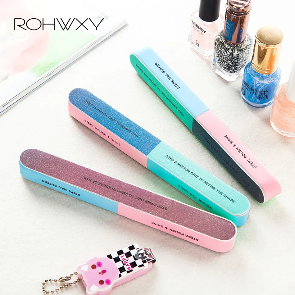ROHWXY 1/3 шт. Шлифовальная Пилка Для ногтей песок УФ гель пилочка маникюрные