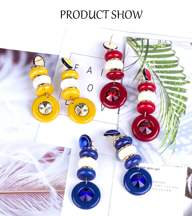 GUANLONG Classic Drop Earrings for Women Acrylic Earrings Female Statement Long Round Dangling Fashion Elegant Resin Earring (3)