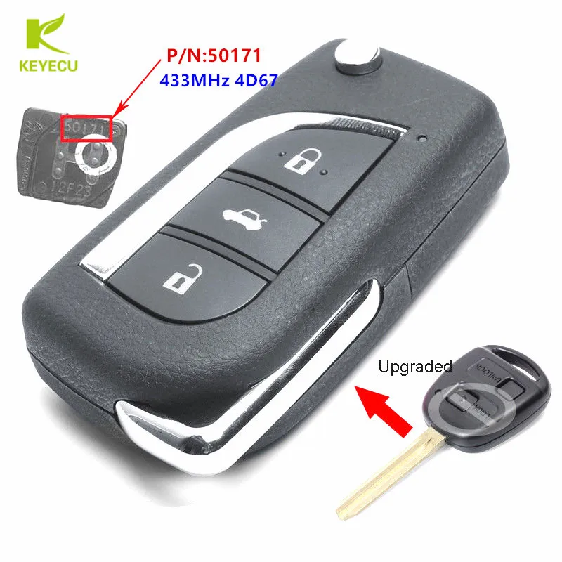 Запасной новый обновленный дистанционный ключ KEYECU 433 МГц 4D67 для Toyota Avensis Prado 120 RAV4