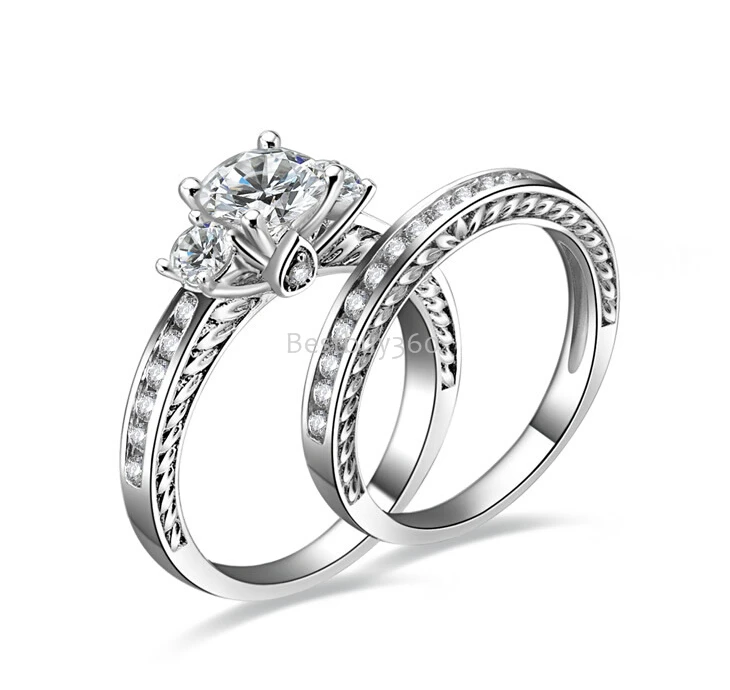

1 carat 4 prongs 925 sterling silver separable ring SONA diamant wedding anniversary love ring bands US size from 4 to 10.5