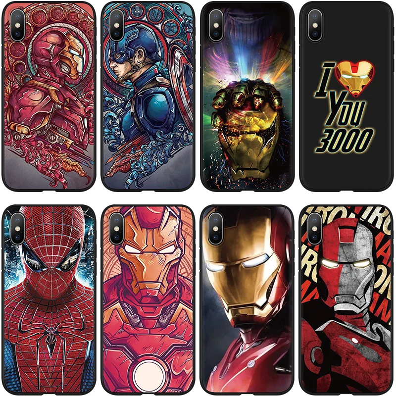 

Captain America Iron Man Printing Drawing Silicone Cover TPU Soft For iPhone XS Max 7 8 Plus XS X XR 6 6S 5 5S For iPhone X Case