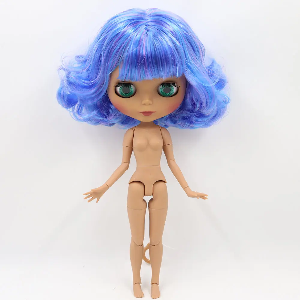Ледяной обнаженный Blyth Кукла № BL7216/6208 Сияющий синий волосы черный матовый лицо суставное тело 1/6 bjd