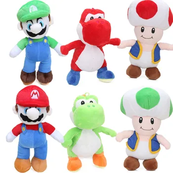 

New 6styles 25cm Super Mario Bros Yoshi Mushroom Stand MARIO LUIGI Toad Plush Toys Soft Stuffed Animal Dolls Peluches bebe