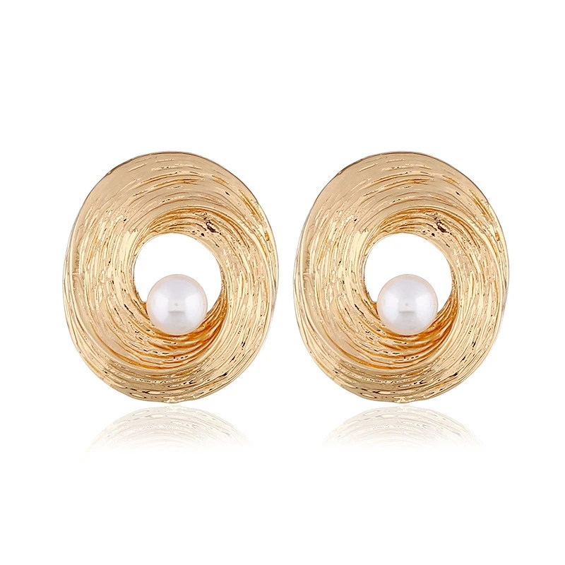 

SHUANGR Korea Design Pearl Matte Metal Geometric Big Round Circle Shell Long Drop Earrings For Women Beach Boho Jewelry Brincos